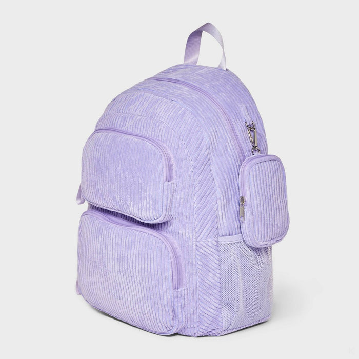 Kids' 16" Two Pocket Corduroy Backpack with Clip-On Case - art class Lavender"