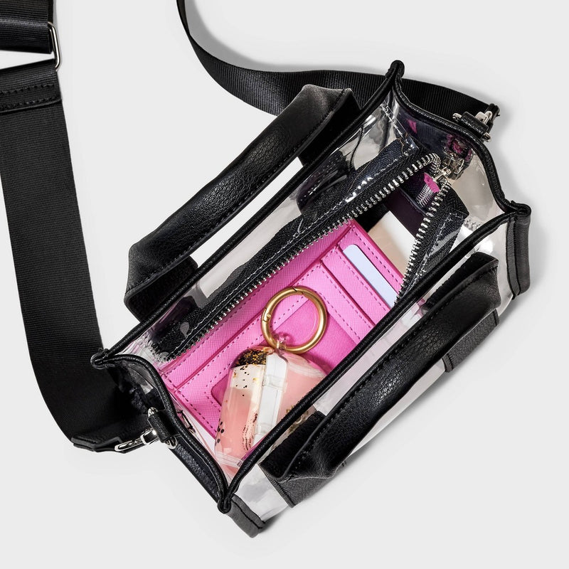 Mini Tote Crossbody Bag - Wild Fable Black/Clear