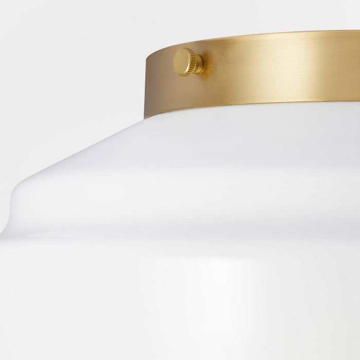 Milk Glass Flush Mount Celling Light Brass Finish - Hearth & Hand with Magnolia: ETL Listed, Iron Body, 2-Bulb Fixture
