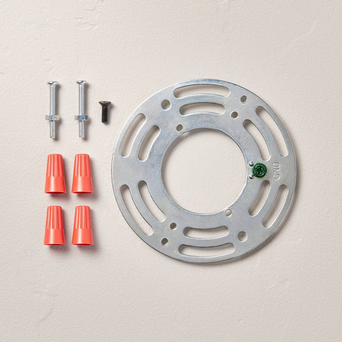 Milk Glass Flush Mount Celling Light Brass Finish - Hearth & Hand with Magnolia: ETL Listed, Iron Body, 2-Bulb Fixture