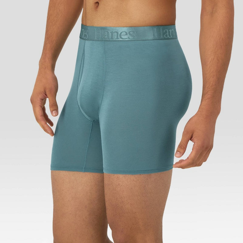 Hanes Originals Premium Men's SuperSoft Boxer Briefs 2pk - Sage Green/Black M