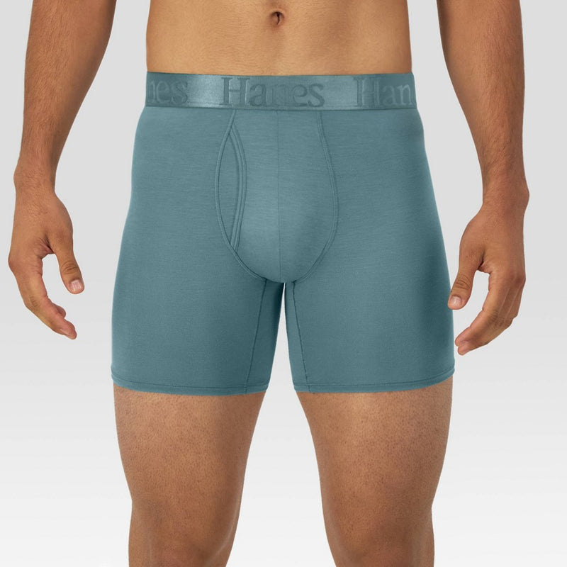 Hanes Originals Premium Men's SuperSoft Boxer Briefs 2pk - Sage Green/Black M