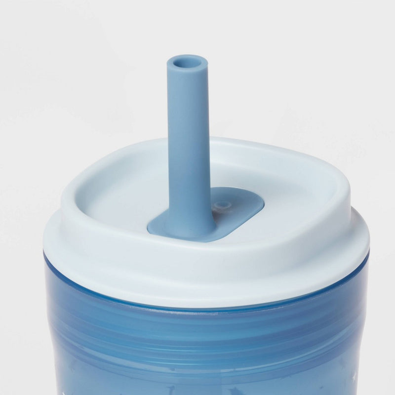 Kids' 14oz 2pk Dragon Single Wall Recycled Straw Tumblers Blue - Pillowfort