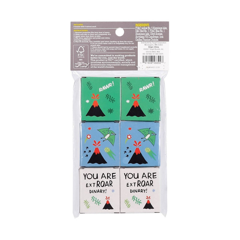 6ct Dino Party Boxes with One Sheet Tattoo in Each - Spritz