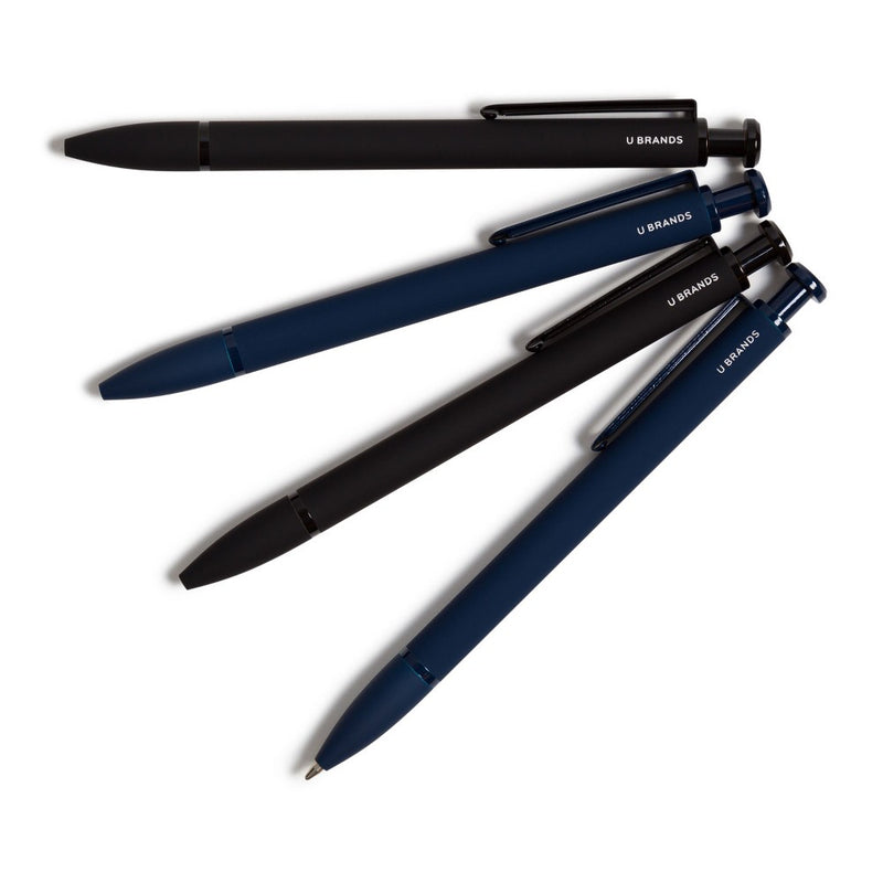 U Brands 4pk Ballpoint Pens Monterey Soft Touch 2 Black 2 Blue