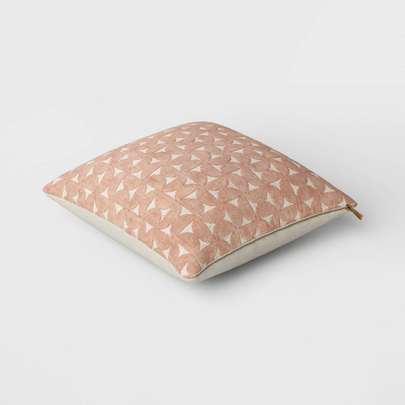Velvet Jacquard Geo Square Throw Pillow Blush/Ivory - Threshold: Textured, Zippered, Indoor Decor