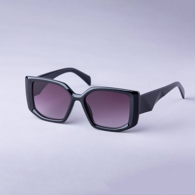 Women's Angular Square Sunglasses - A New Day Black