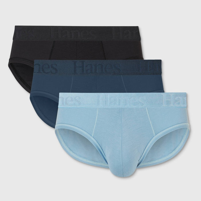 Hanes Originals Premium Men's SuperSoft Briefs 3pk - Blue/Black M