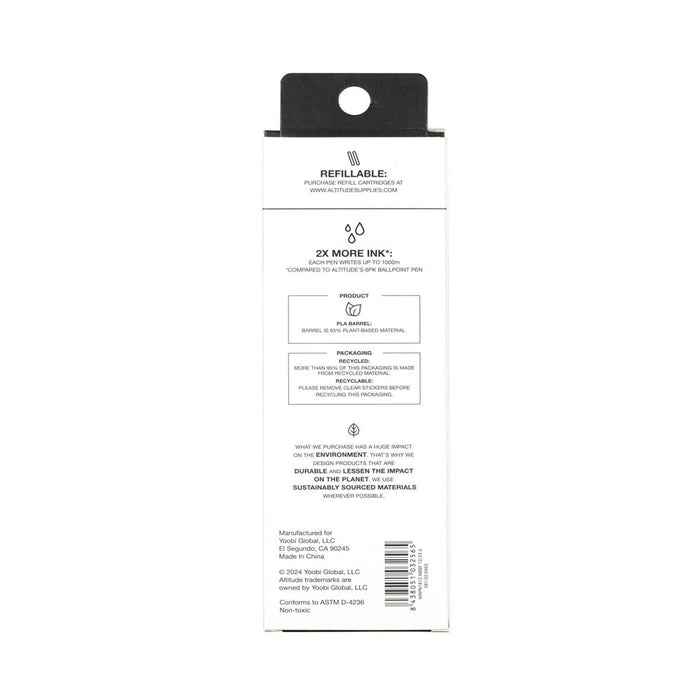 Altitude 2pk Ballpoint Pens Black Ink Silver