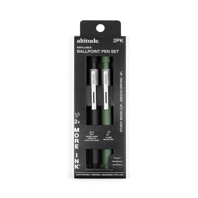 Altitude 2pk Ballpoint Pens Black Ink Silver