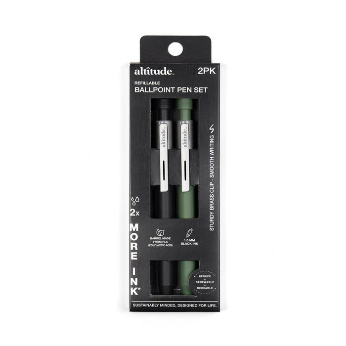 Altitude 2pk Ballpoint Pens Black Ink Silver