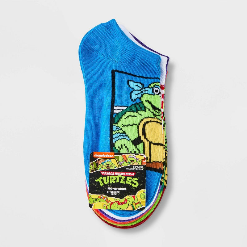 Boys' Teenage Mutant Ninja Turtles 6pk No Show Socks - Blue XS/S