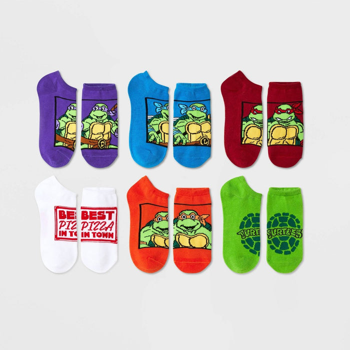 Boys' Teenage Mutant Ninja Turtles 6pk No Show Socks - Blue XS/S