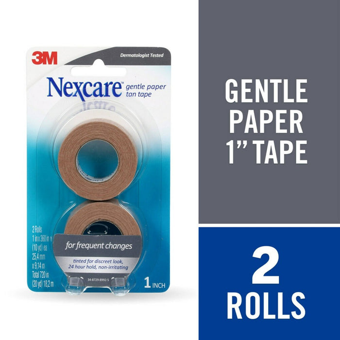 Nexcare Gentle Paper Tan Tape - 2pk