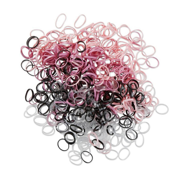 scunci Kids Polyband Elastics Hair Ties with Reusable Pouch - Pink/Black/Clear - 450pcs