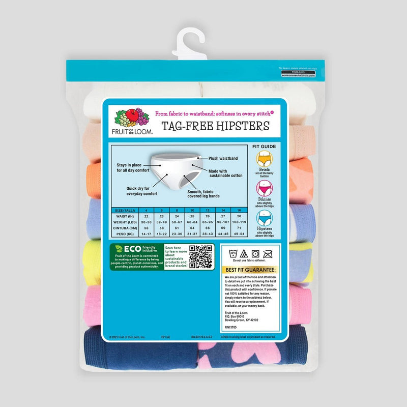 Fruit of the Loom Girls' 14pk 'Hearts and Stripes' Hipster 14