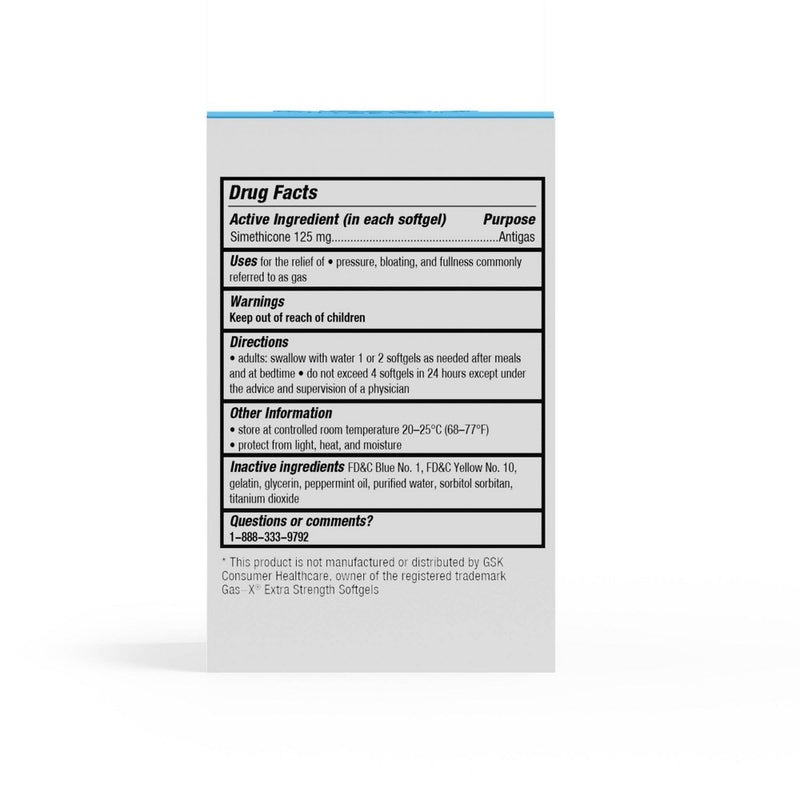 Cabinet Health Gas Relief Extra Strength Refillable Glass Bottle - 75ct