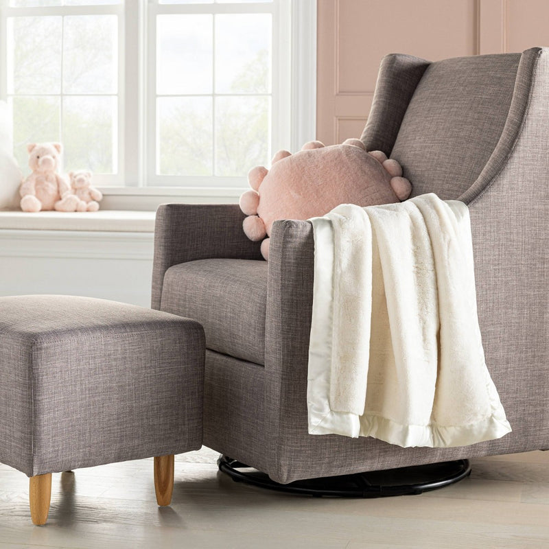 Solid Satin Edge Plush Baby Blanket - Cream - Cloud Island
