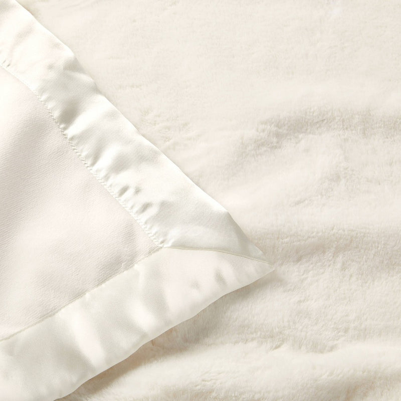 Solid Satin Edge Plush Baby Blanket - Cream - Cloud Island