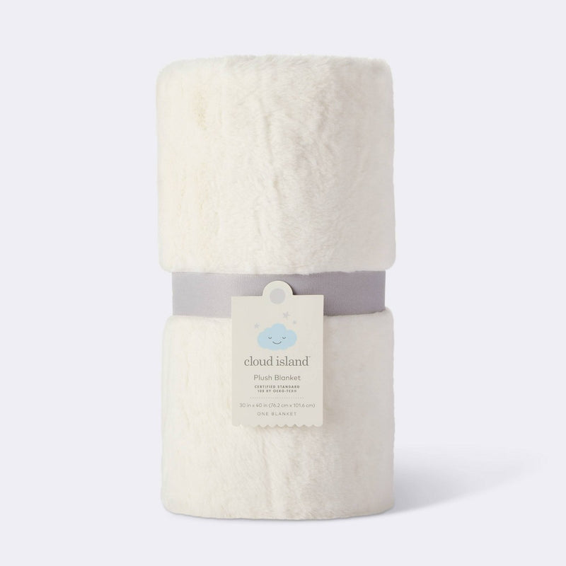 Solid Satin Edge Plush Baby Blanket - Cream - Cloud Island