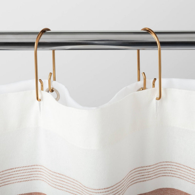 Decorative Shower Curtain Rings 12pc Set Brass - Hearth & Hand with Magnolia: Metal, Secure Hold, Easy Glide