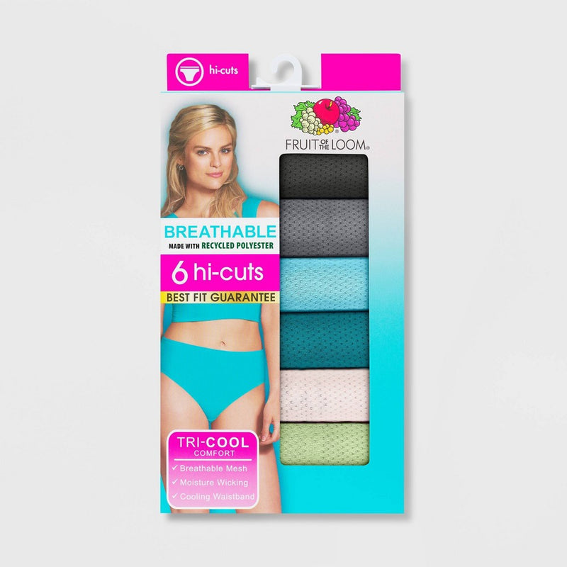 Fruit of the Loom Women's 6pk Breathable Micro-Mesh Hi-Cut Underwear - Colors May Vary 10