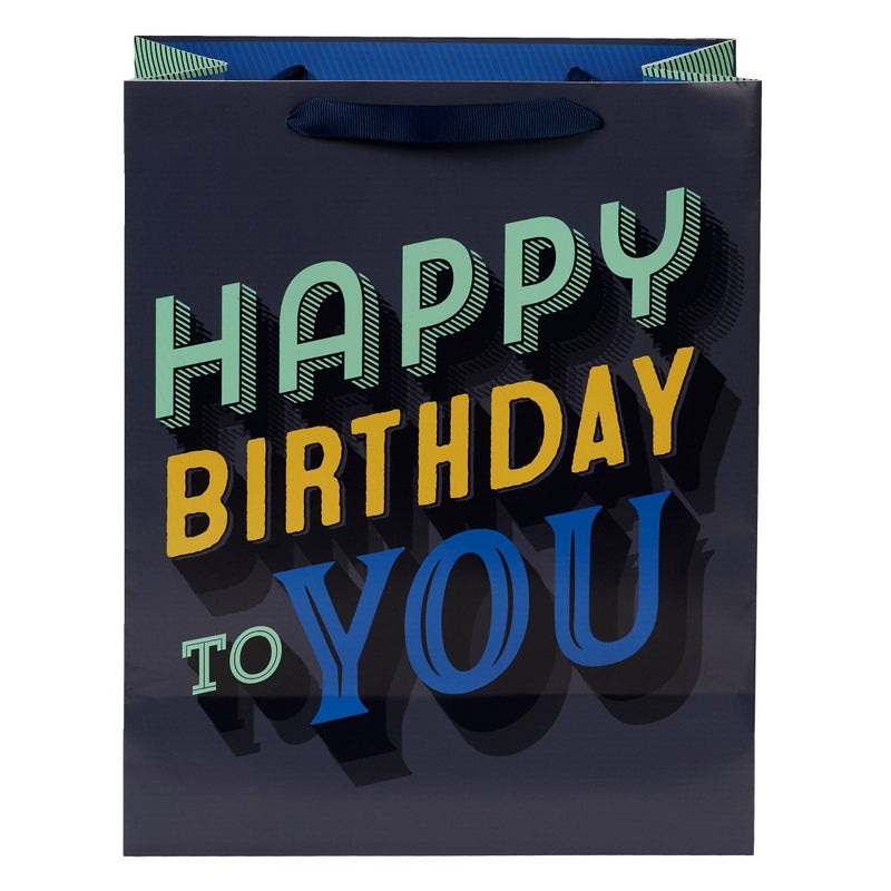 Medium 'Happy Birthday To You' Gift Bag Black/Gray - Spritz