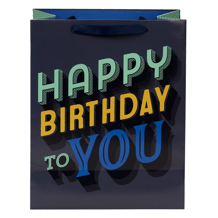 Medium 'Happy Birthday To You' Gift Bag Black/Gray - Spritz