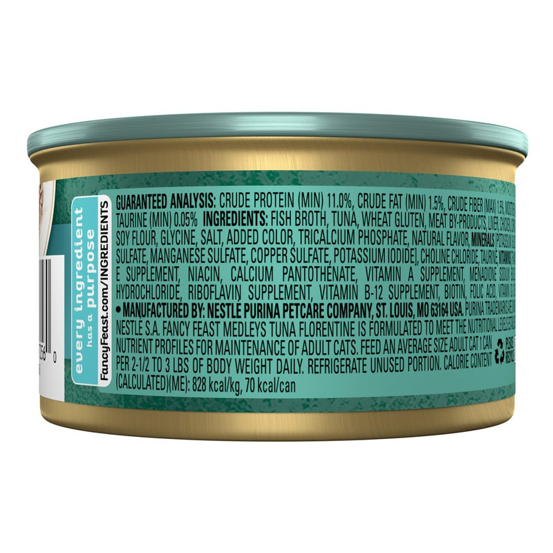 Purina Fancy Feast Medleys In a Delicate Sauce Gourmet with Fish Wet Cat Food Tuna Florentine with Garden Greens - 3oz