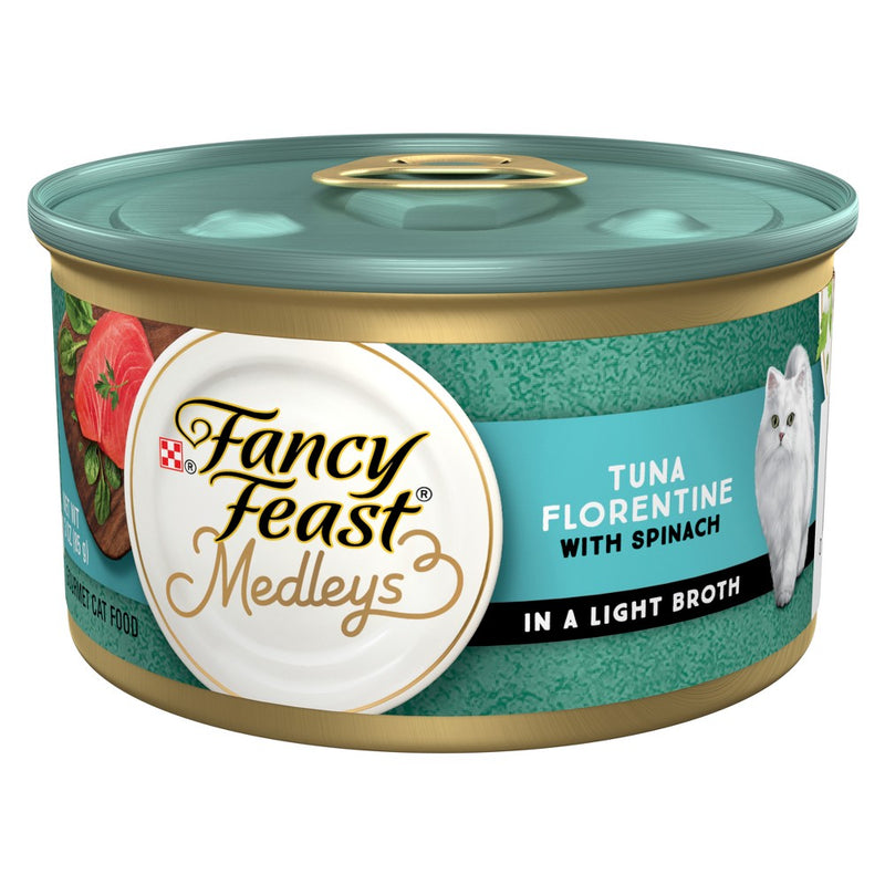 Purina Fancy Feast Medleys In a Delicate Sauce Gourmet with Fish Wet Cat Food Tuna Florentine with Garden Greens - 3oz