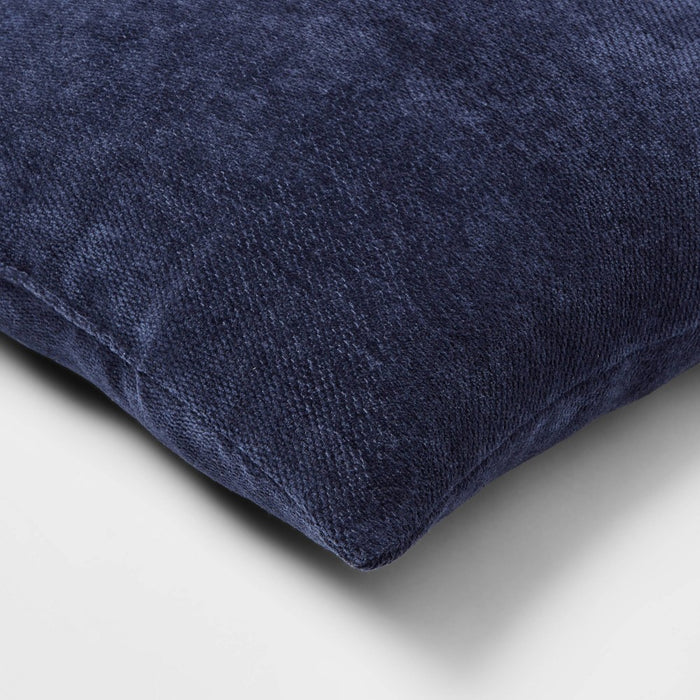 2pk Chenille Square Throw Pillows Navy - Threshold: Indoor Polyester Knife Edge, Traditional Decor Style