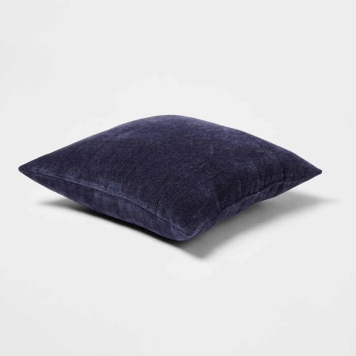 2pk Chenille Square Throw Pillows Navy - Threshold: Indoor Polyester Knife Edge, Traditional Decor Style