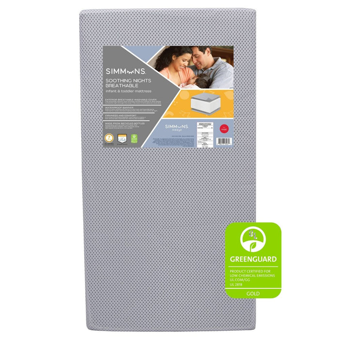 Simmons Kids' Soothing Nights Breathable Baby Crib Mattress and Toddler Mattress with Machine Washable Cover - Greenguard Gold Certified