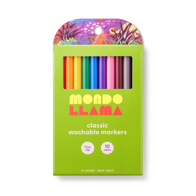 10ct Washable Markers Fine Tip Classic Colors - Mondo Llama