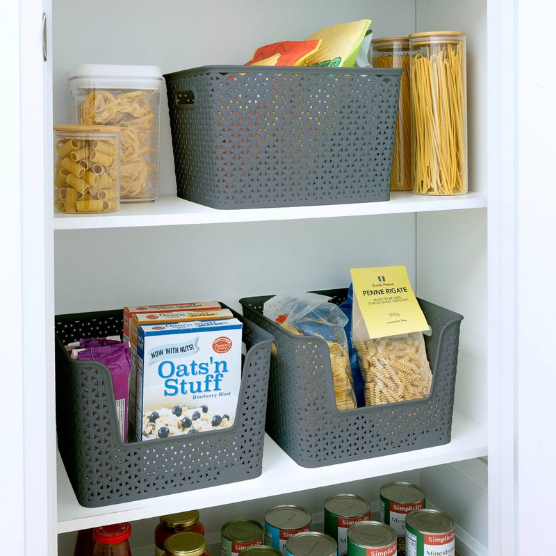 Large Y-Weave Decorative Storage Basket Gray - Brightroom