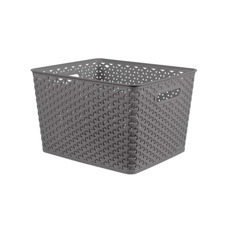 Large Y-Weave Decorative Storage Basket Gray - Brightroom