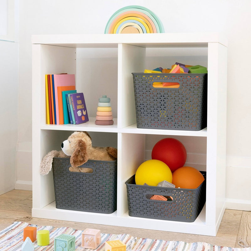 Large Y-Weave Decorative Storage Basket Gray - Brightroom