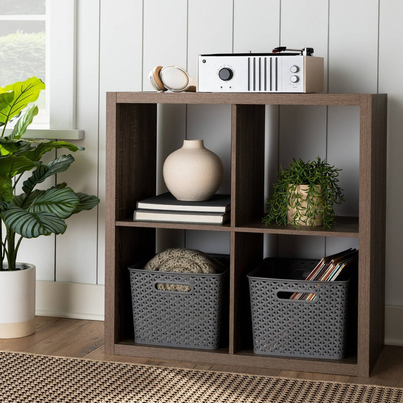 Large Y-Weave Decorative Storage Basket Gray - Brightroom