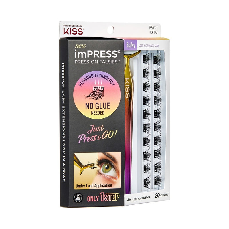 KISS imPRESS Press-On Falsies No-Glue False Eyelash Clusters Kit - Spiky - 21ct