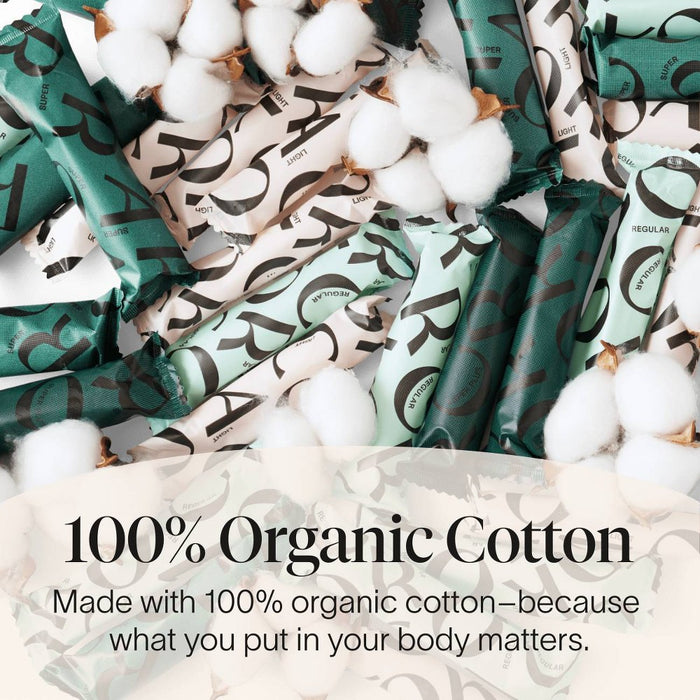 Cora Organic Cotton Tampons Mix Pack Regular/Super/Super+ Absorbency - 45ct