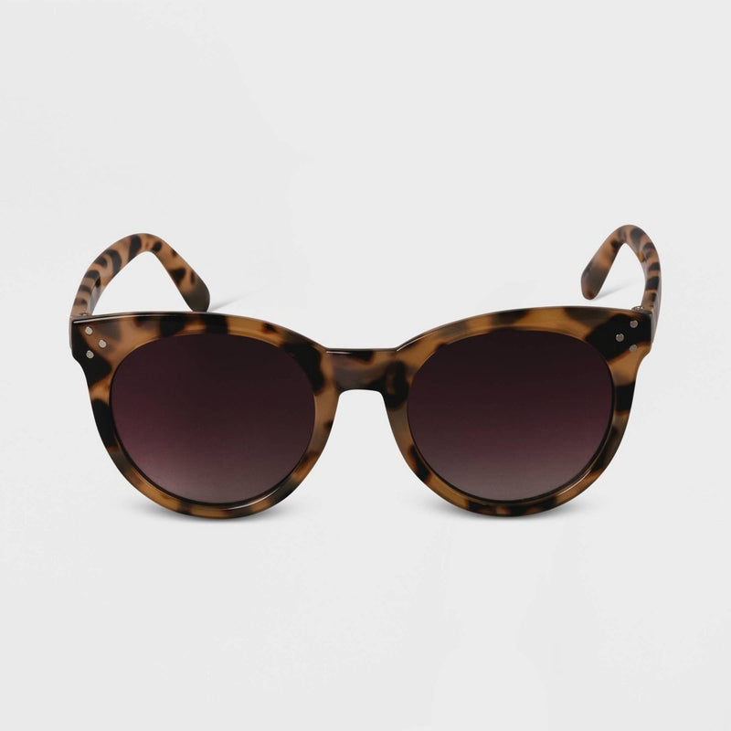 Women's Tortoise Shell Plastic Round Sunglasses - A New Day Tan