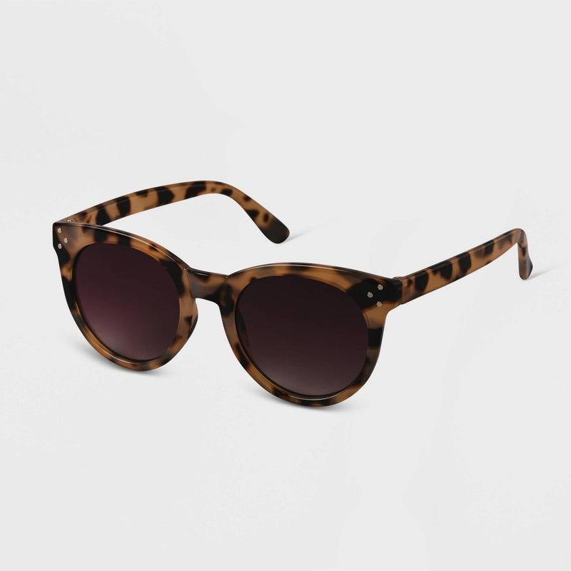 Women's Tortoise Shell Plastic Round Sunglasses - A New Day Tan