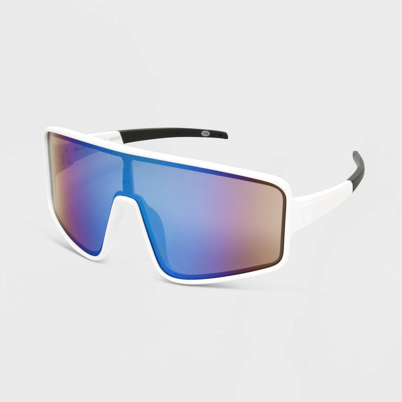 Women's Rubberized Plastic Shield Sunglasses - All In Motion White