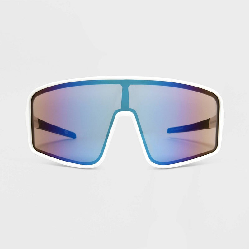 Women's Rubberized Plastic Shield Sunglasses - All In Motion White