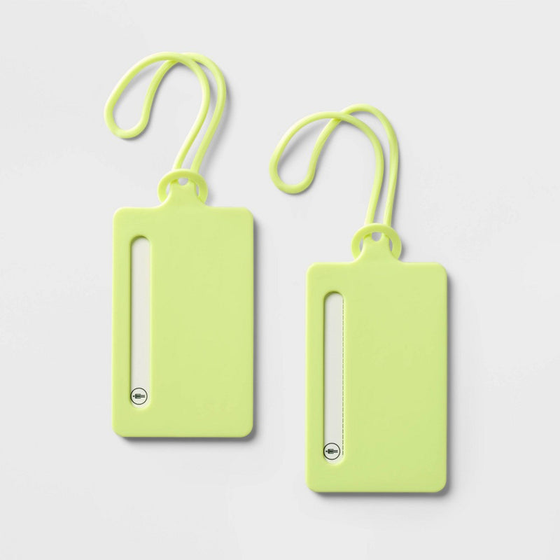 2pk Silicone Luggage Tag Lime Green - Open Story?