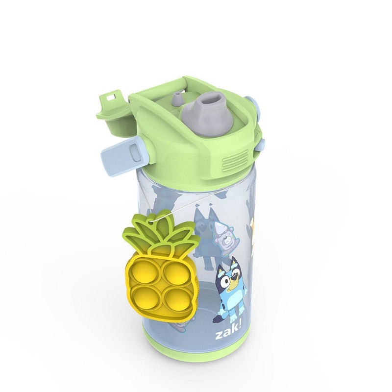 Zak Designs 16 fl oz Plastic Beacon Bluey Straw Water Bottle with Fun Popper