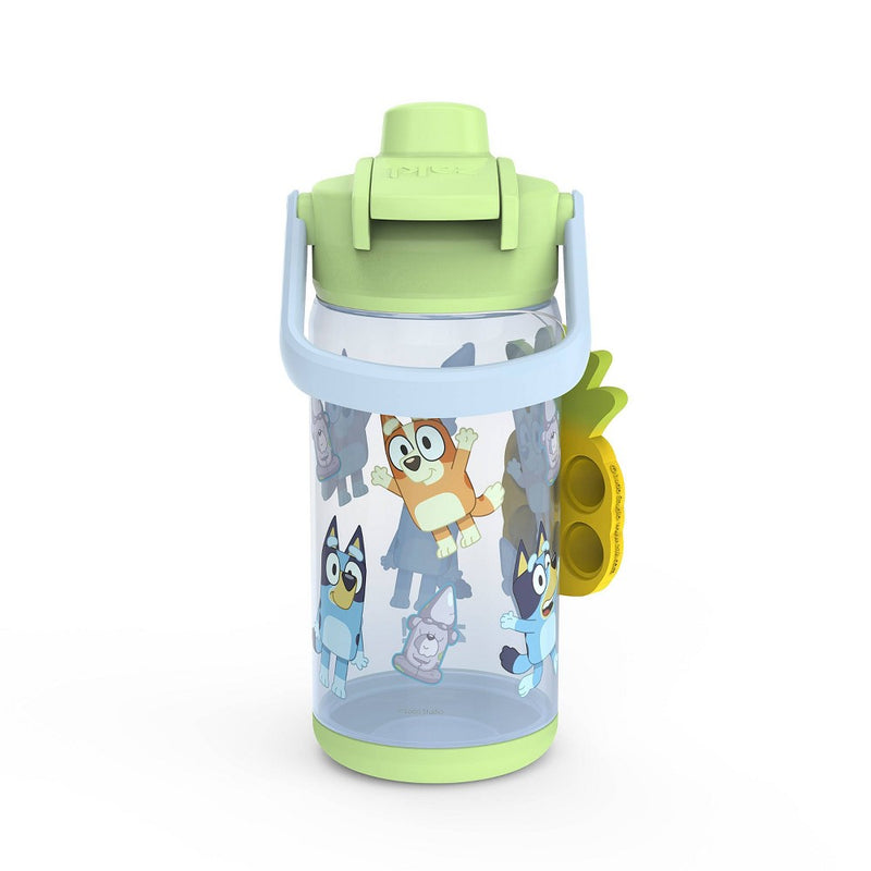 Zak Designs 16 fl oz Plastic Beacon Bluey Straw Water Bottle with Fun Popper