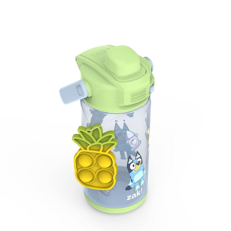 Zak Designs 16 fl oz Plastic Beacon Bluey Straw Water Bottle with Fun Popper