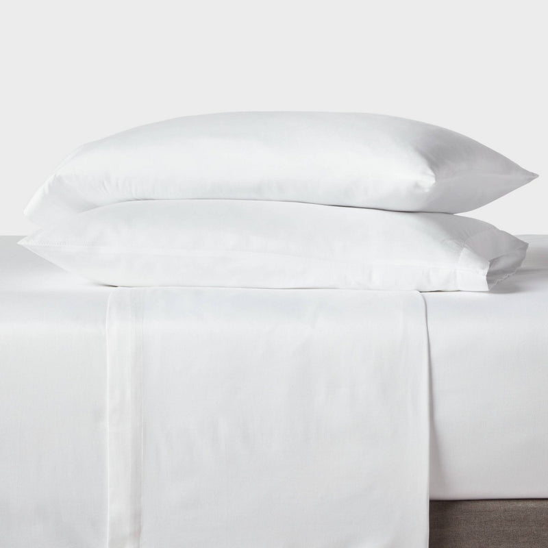 Full Easy Care Cotton Blend Sateen Fitted Sheet White - Room Essentials