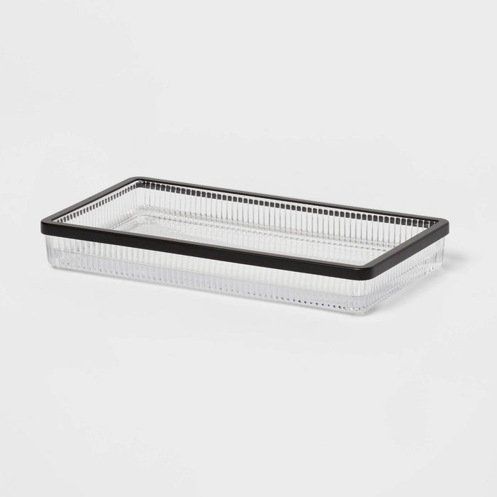 Ribbed Glass Tray Black - Threshold